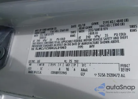 2019 Lincoln Mkc Standard from USA, damaged, VIN 5LMCJ1C99KUL01963